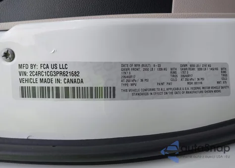 2023 Chrysler Voyager Lx from USA, damaged, VIN 2C4RC1CG3PR621682